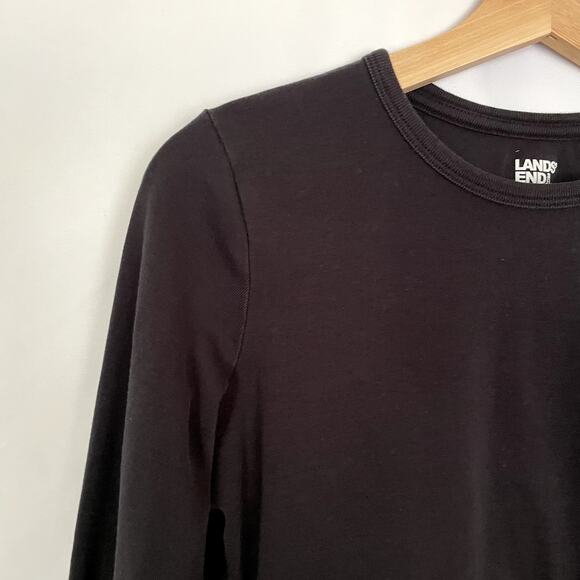 Lands' End black crewneck long sleeved top women's size MP cotton casual shirt - Picture 2 of 6